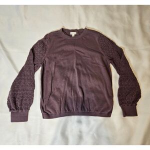 Garnet Hill Lorelei Pima cotton sweater womens medium purple